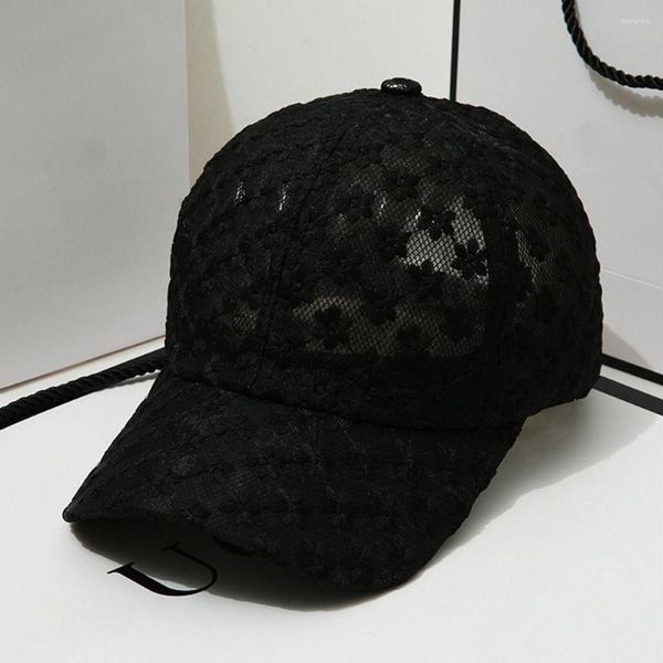 Gorras de béisbol con flores de encaje encantadoras, gorra de béisbol fina para mujer, protector solar de verano para exteriores, sombrero hueco para el sol, viseras ajustables transpirables para la playa