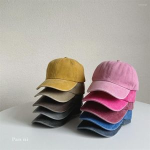Ball Caps Enfants Vintage Washed Baseball Cap 2024 Famille Family Couleur solide Couleur solide Boys and Girls Retro Hat