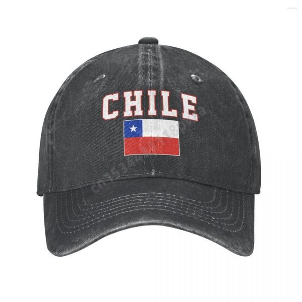 Gorras de béisbol Bandera de Chile Aficionados chilenos Unisex Adulto Carbón lavado Denim Gorra de béisbol Hombres Clásico Vintage Algodón Papá Camionero Sombrero