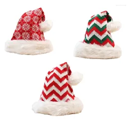 Casquettes de boule de Noël tricoté chapeau de père Noël unisexe rayé/motif de flocon de neige adolescents adultes pour la fête de vacances du festival