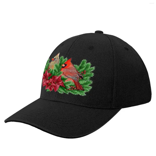 Gorras de bola Tiempo de Navidad con pájaros cardinales Gorra de béisbol Cumpleaños Moda Sombreros de playa para hombres Mujeres