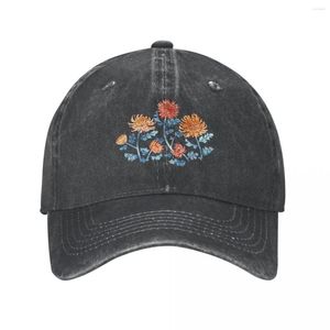 Ball Caps Chrysanthemum Aquarel Pen Patroon - Korenbloem Blauw Cowboyhoed Anime Trucker Hoeden Dames Heren
