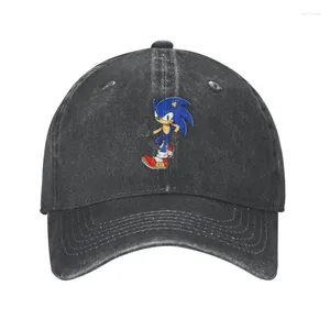 Gorras de bola Algodón clásico Sonics Gorra de béisbol Mujeres Hombres Personalizado Ajustable Unisex Japonés Anime Dibujos animados Papá Sombrero Verano