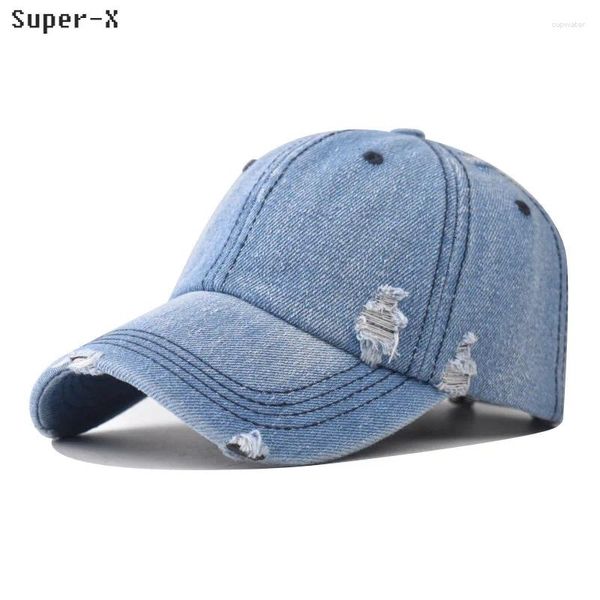 Casquettes à balle Casqueur de baseball en jean classique pour hommes Chapeaux Femmes Coton Coton Camionneur de style unisexe en détresse