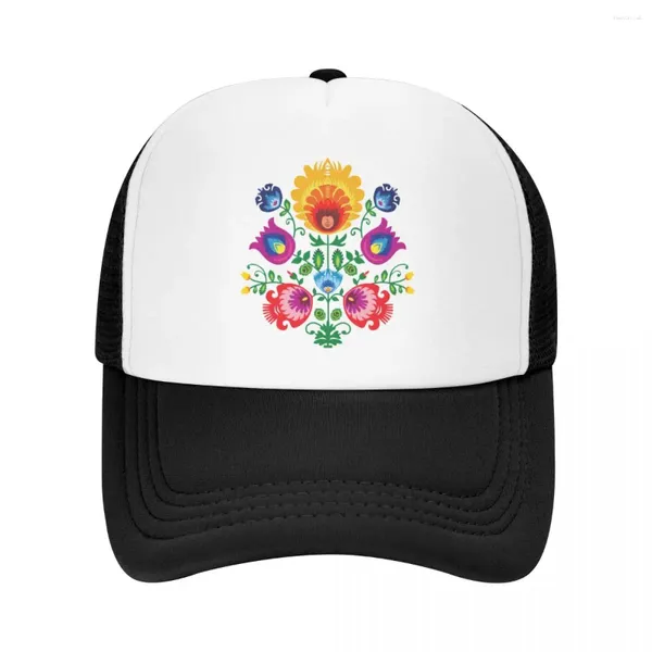 Gorras de bola Clásico Polonia Folk Floral Trucker Hat Mujeres Hombres Personalizado Ajustable Unisex Polaco Impresión Gorra de béisbol Hip Hop Snapback