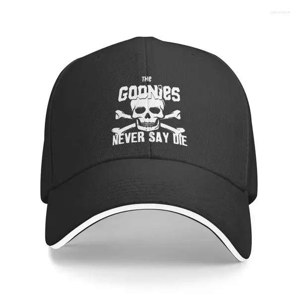 Gorras de béisbol Classic The Goonies Never Say Die Gorra de béisbol para hombres Mujeres Personalizado Ajustable Adulto Comedia Película Cráneo Pirata Papá Sombrero Hip Hop