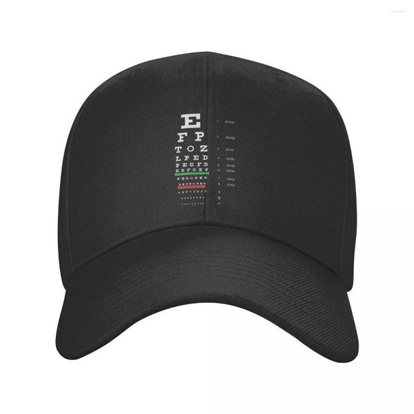 Gorras de bola Clásico Unisex Prueba de ojos Gráfico de Snellen Gorra de béisbol Adulto Optometrista Óptico Ajustable Papá Sombrero Hombres Mujeres Deportes Snapback