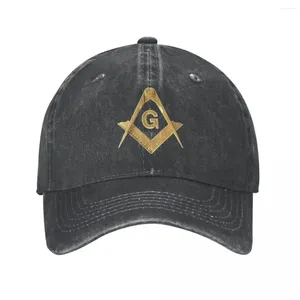 Tapas de pelota Classic Denim Masónica Pyramid Eye Freemasonry G Símbolo de brújula Capilla de béisbol Dad Hat Snapback Casquette Gorras