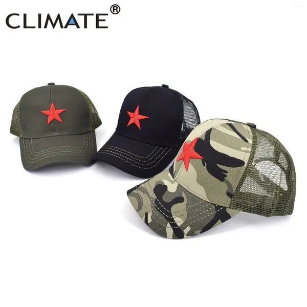 Gorras de bola CLIMA Red Star Army Cap Hombres Sombreros Partido Comunista Brigadas Internacionales Cool Mesh Military Hat Hombre