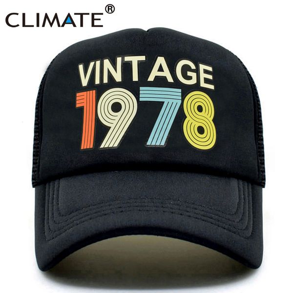 Ball Caps Climate Vintage 1978 CAP 1978 Vintage Trucker Cap Men Retro 40th Birthday Gift Baseball Caps Black Cool Tamiker Caps Hat 230617