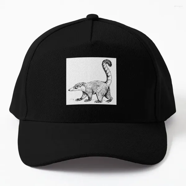 Casquettes de balle Coati en fond noir et blanc Casquette de baseball Chapeau de luxe Homme Snap Back Femmes Hommes