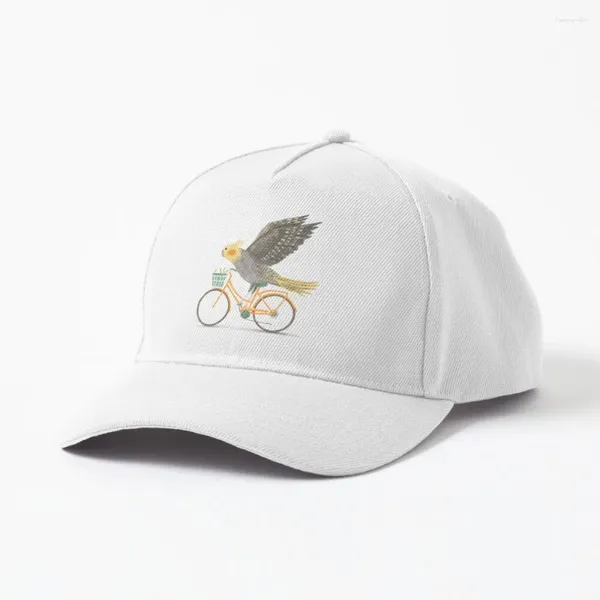 Gorras de béisbol Cockatiel en una gorra de bicicleta diseñadas y vendidas por la mejor vendedora Sophie Corrigan