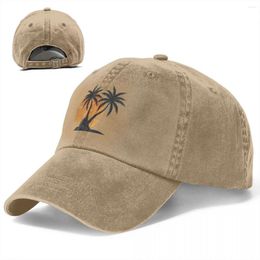 Gorras de bola Árbol de coco Lavado Gorra de béisbol Tropic Affair Moda Hip Hop Sombreros Verano Hombres Impresión al aire libre