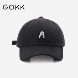 Gorras de bola COKK Gorra de béisbol Mujeres Hombres Unisex Color sólido Soft Top Casual Caps Papá Sombrero con letra Snapback Casquette Algodón Simple Sunhat R230220