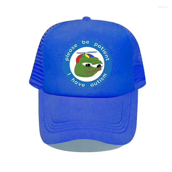 Gorras de bola Autismo colorido Snapback Por favor sea paciente Tengo gorra de béisbol Rana autista Sombreros de camionero azul para voluntarios YP023