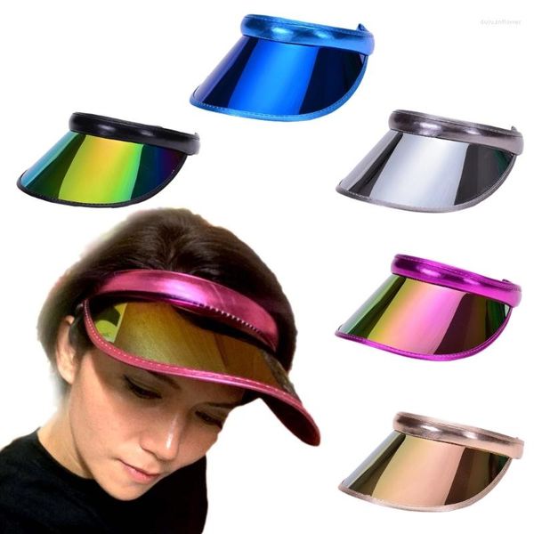 Gorras de bola Película de revestimiento colorido Ala ancha Sombrero de copa vacío Visera de verano Visera para adultos Adolescentes Agradable para la piel al aire libre