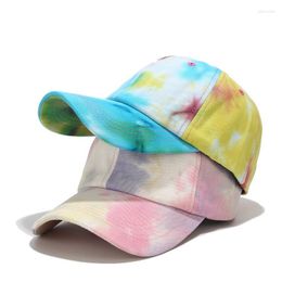 Gorras de béisbol coloridas Tie Dye algodón mujeres béisbol Casual ajustable Snapback sombrero niñas Femme estampado Hip Hop Gorras Para Hombre