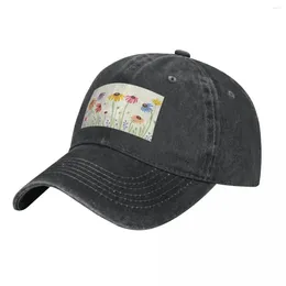 Gorras de bola Flores silvestres coloridas Sombrero de vaquero Niños Negro Cumpleaños occidental Diseñador Hombre Mujer