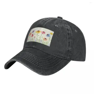 Casquettes de baseball Chapeau de cowboy de fleurs sauvages colorées Enfants Noir Western Anniversaire Designer Homme Femme