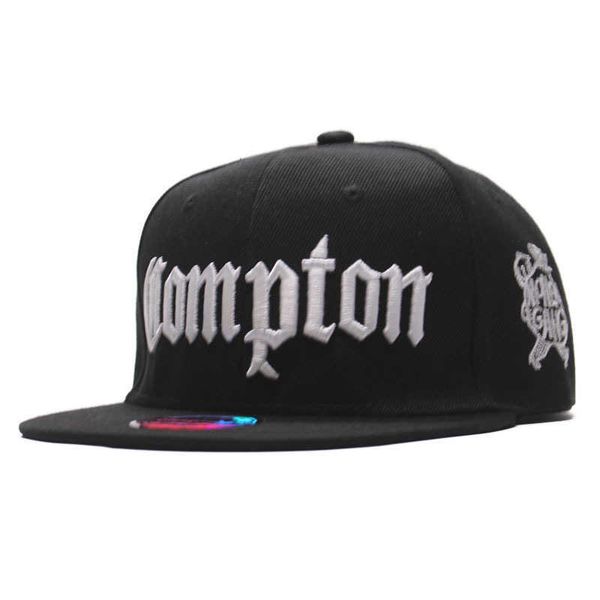 Gorras de béisbol Compton camuflaje bordado béisbol coreano ala gorra plana baile hip-hop negro blanco sombrero para hombres y mujeres 1203