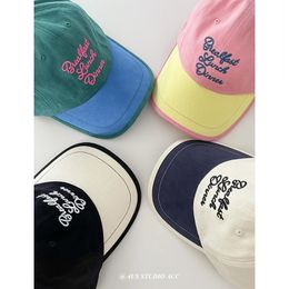 Casquettes de baseball Contraste Patchwork Vintage coton brossé casquette de Baseball femmes grande circonférence de la tête amoureux visage sauvage regardant petit ed 231019