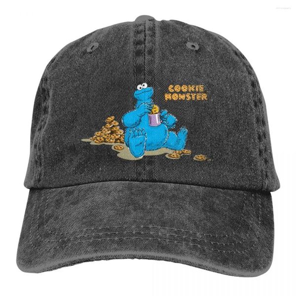 Gorras de bola Monstruo de las galletas comiendo galletas Sombrero de camionero Cosas Vintage Gorra Snapback lavada desgastada Actividades unisex Ajustable