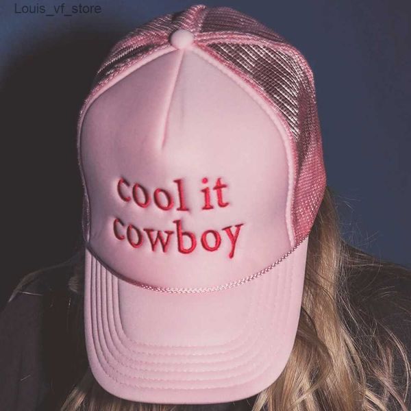 Gorras de bola Cool It Cowboy Trucker Hat Girly Pink Summer Mujer Bordar Mesh Cap Mamá Sombreros T231208