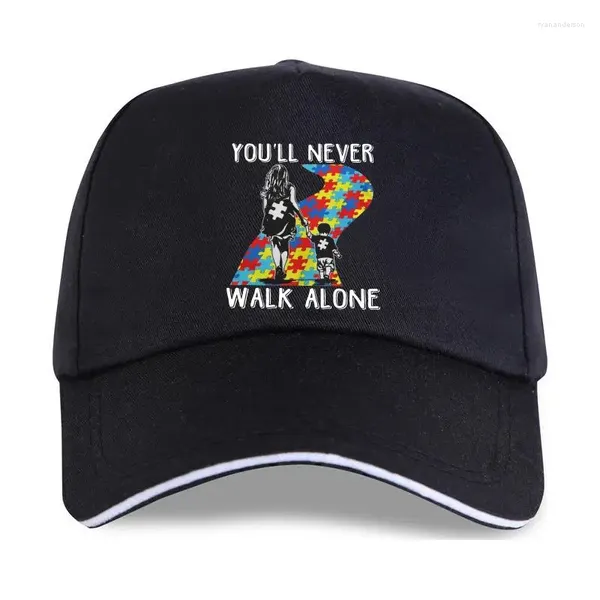 Gorras de bola Cool Mamá Hijo Nunca caminarás solo Conciencia del autismo Hombres Autismo Gorra de béisbol autista Ropa de verano