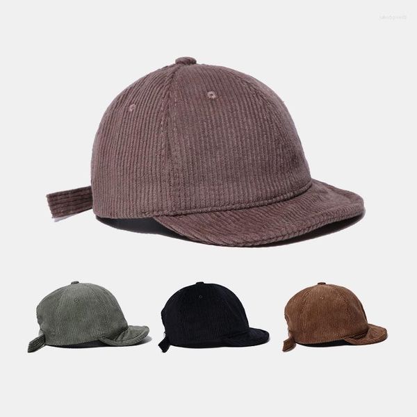 Gorras de béisbol de pana de ala corta de Color sólido ajustable para hombre gorra de béisbol protección solar techo suave primavera otoño al aire libre papá sombrero Snapback