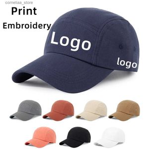 Ball Caps % Katoen 5 Panel Baseball Cap Custom Borduur Vintage Fit Hip Hop Trucker Hoed Volwassenen Klassieke Blank Plain Sport CapsY240315