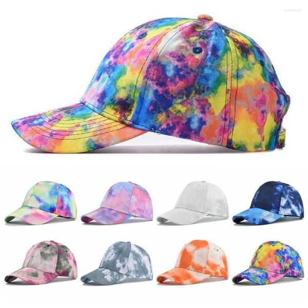 Ball Caps Coton Baseball Cap Breamable Hip-Hop Tie Dye Print Visor Soleil Chapeur de camionneur multicolore A réglable