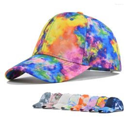Ball Caps Cotton Baseball Cap Casual Hip-hop Tie Dye Print Peaked Adjustable Multicolor Trucker Hats Unisex Sun Visor Hat