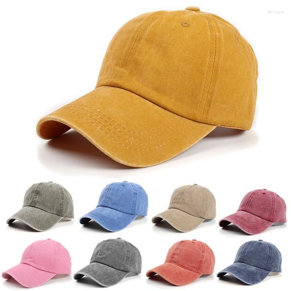 Gorras de béisbol de algodón gorra de béisbol primavera otoño Color puro sombreros de lavado de agua de vaquero sombrero Hip Hop ajustado para hombres y mujeres de molienda