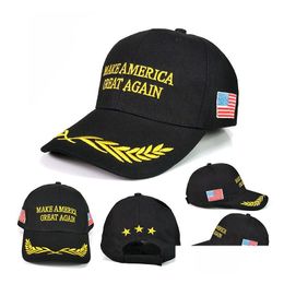 Casquettes de baseball Coton Donald Trump Chapeaux Broderie Make America Great Again Mode Casquettes de baseball réglables avec drapeau américain Drop Deliver Dhfjy