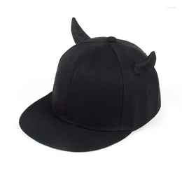 Ball Caps Cotton Punk Men Femmes Snapback Baseball Ajustement Cap Hip Hop Hat Horne Black Devil Horns Gorras Para Hombres Casquette Homme