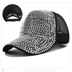 Kogelcaps katoen steentjes honkbal vintage verstelbare luxe glanzende mesh cap ademende zonnebrandcrème hoeden voor vrouwelijke meisjes