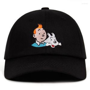 Gorras de bola Algodón TinTin Papá Sombrero Gorra de béisbol bordada Correa personalizada Atrás Unisex Ajustable Aventures De Snapback Sombreros