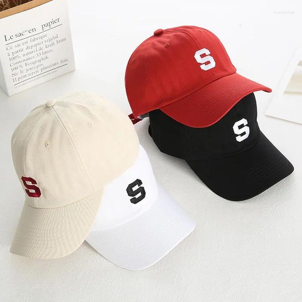 Gorras de bola Algodón Mujeres Gorra de béisbol Masculino Casual Bordado Letra S Sol Primavera Verano Unisex Color Sólido Simple Hip Hop Sombreros