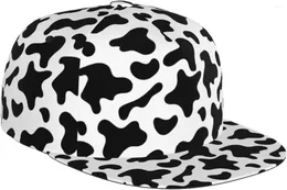 Casquettes de baseball en cuir de vache imprimé vache à lait, chapeau plat unisexe, casquette de Baseball, Style Hip Hop, visière vierge réglable