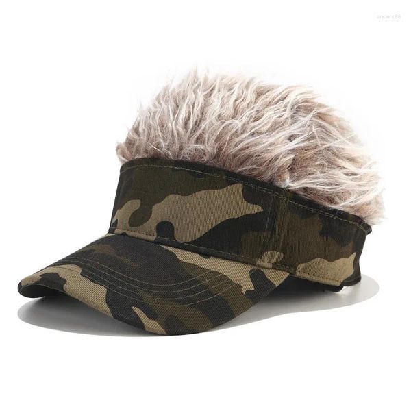 Casquettes de balle Creative Hommes Perruque Courte Camouflage Casquette De Baseball Réglable Casual Chapeau De Tennis Chapeaux Pour L'extérieur Punk Street Faux Cheveux