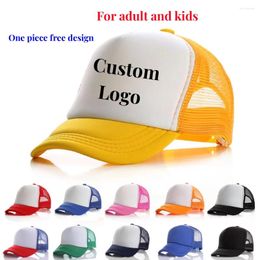 Gorras de bola Logotipo de marca personalizado Personalidad DIY Impresión Sombrero de camionero para niños Gorra de béisbol de red Hombres Mujeres Malla en blanco Visera de sol ajustable