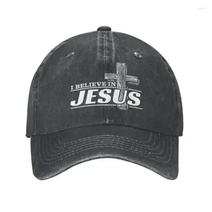 Gorras de bola Algodón personalizado Creo en Jesucristo Gorra de béisbol Hombres Mujeres Transpirable Cristianidad Fe Papá Sombrero al aire libre