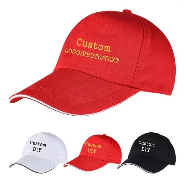 Gorras de bola Bordado personalizado Impresión DIY Béisbol Mujeres Protector solar Visor Sombreros Hombres Sol Prevenir Deportes Regalos personalizados Ajustar Chapeu