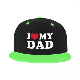 Ball Caps Custom I Love My Dad Baseball Cap Flat Skateboard Snapback Dames Heren Verstelbare Vaderdag Daddy Gift Hip Hop Hat