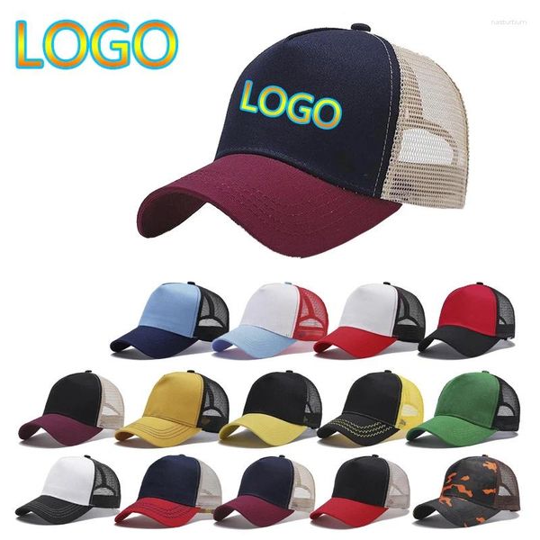 Gorras de bola Logotipo personalizado Gorra de béisbol de malla de algodón al aire libre para mujeres Color a juego Sombrero de papá ajustable Hip Hop Hombres Snapback Trucker