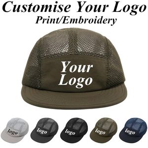 Gorras de béisbol con logotipo personalizado, gorra de béisbol de malla de secado rápido para hombres y mujeres, gorra plana ajustable de 5 paneles, gorra de sol deportiva transpirable para exteriores