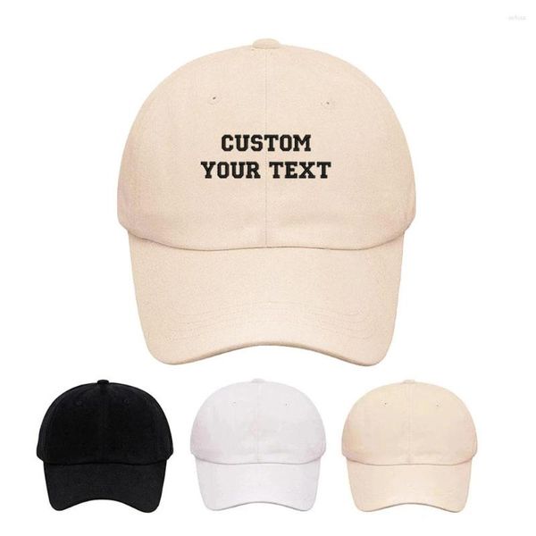 Gorras de béisbol con logotipo personalizado, bordado de texto para hombres y mujeres, sombrero de copa suave, gorra de béisbol de moda, Snapback ajustable de alta calidad para papá