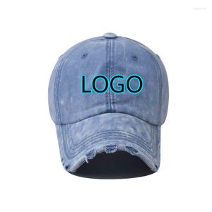 Casquettes de baseball Logo personnalisé lavé casquette de Baseball en plein air unisexe trou cassé Snapback chapeaux femmes décontracté réglable camionneur chapeau Hip Hop papa