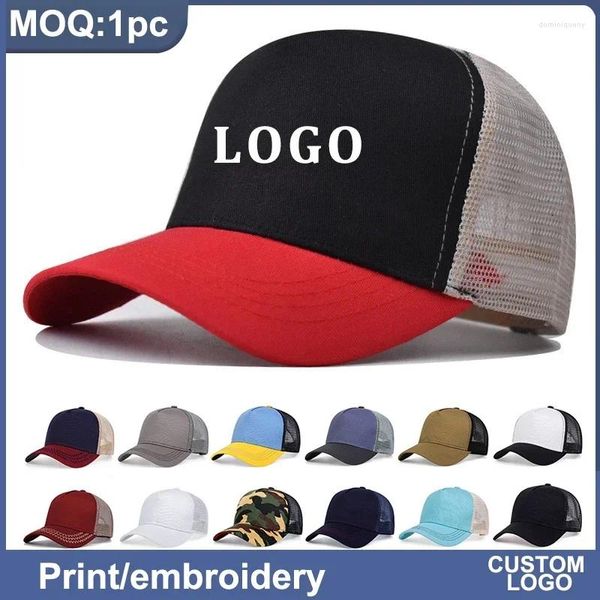 Ball Caps Custom Tamiker Hat Logo Cotton Mesh Baseswable Baseball Cap Women Men Summer Sunshade 5 Panels Truck Wholesale