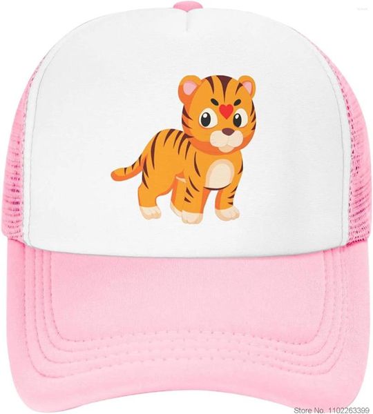 Ball Caps mignon Tiger Heart Trucker Hat Cap de maillage pour enfants Garçons filles Baseball Snapback réglable léger